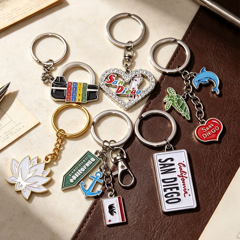 Wholesale Manufacturer Custom logo Metal Souvenir Key Chain Display Enamel Key Chains and Charms