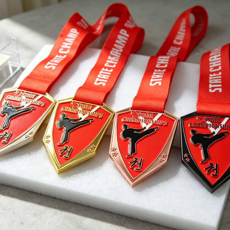 Wholesale Manufacturer Custom 2d 3d logo Metal Souvenir Silver Karate Medal Custom Karate Medals