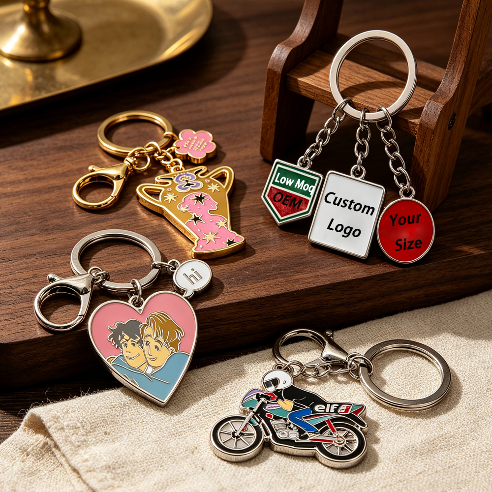 Low Moq Design Your Own logo Custom Metal Cute Keychains in Bulk Anime+keychains Cute Keychains for Purses