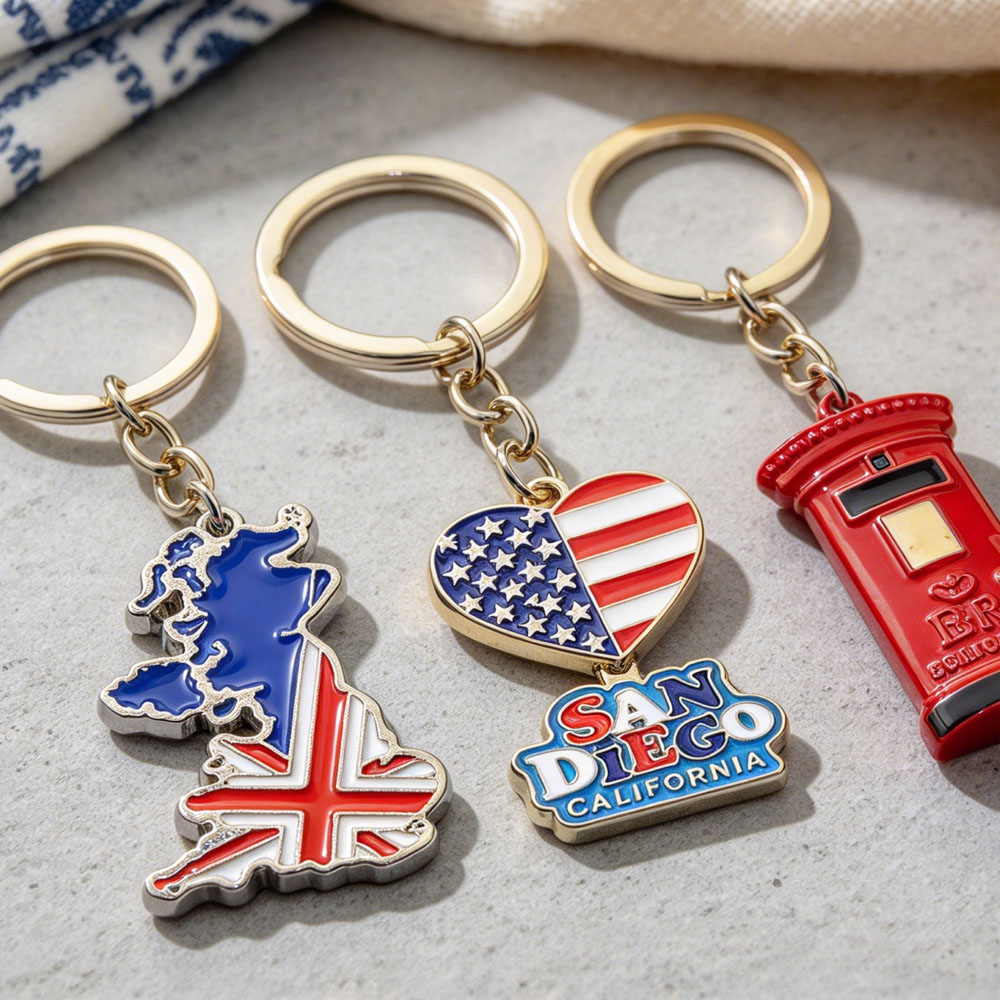 Factory Custom 2d logo Metal Souvenir Key Chain Kawaii Keychain Charms Colorful Letter Keychain