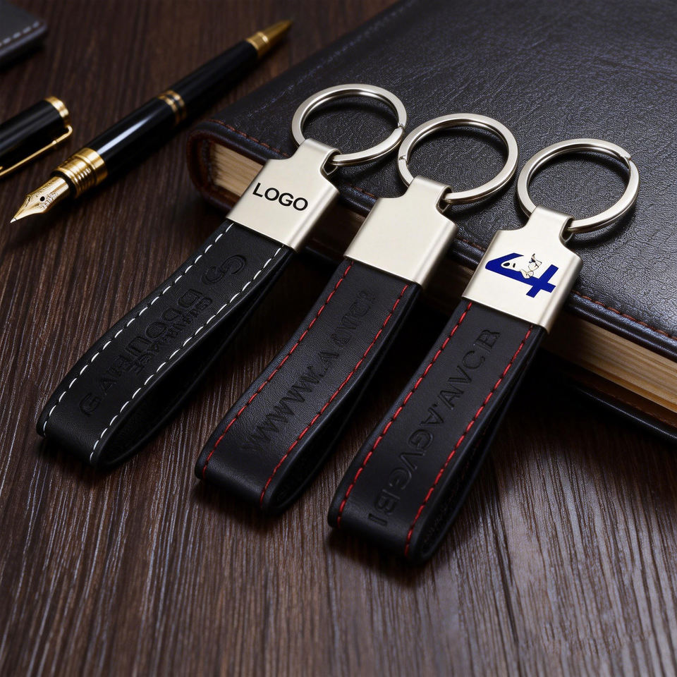 Luxury Genuine Leather Keychain Car Key Holder with Custom Logo
