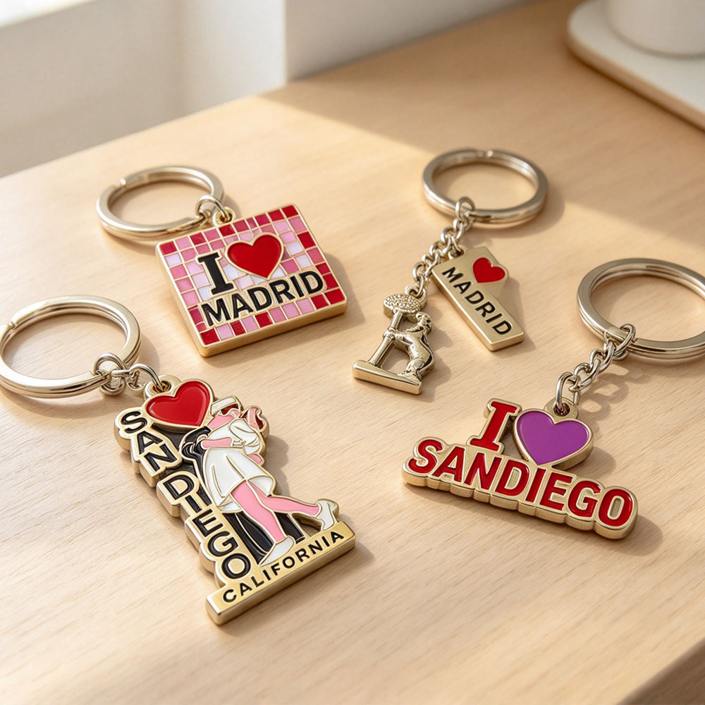 Wholesale Manufacturer Custom Zinc Die Cast Keychain 2d Design Promotional Giveaway Souvenir Keychain