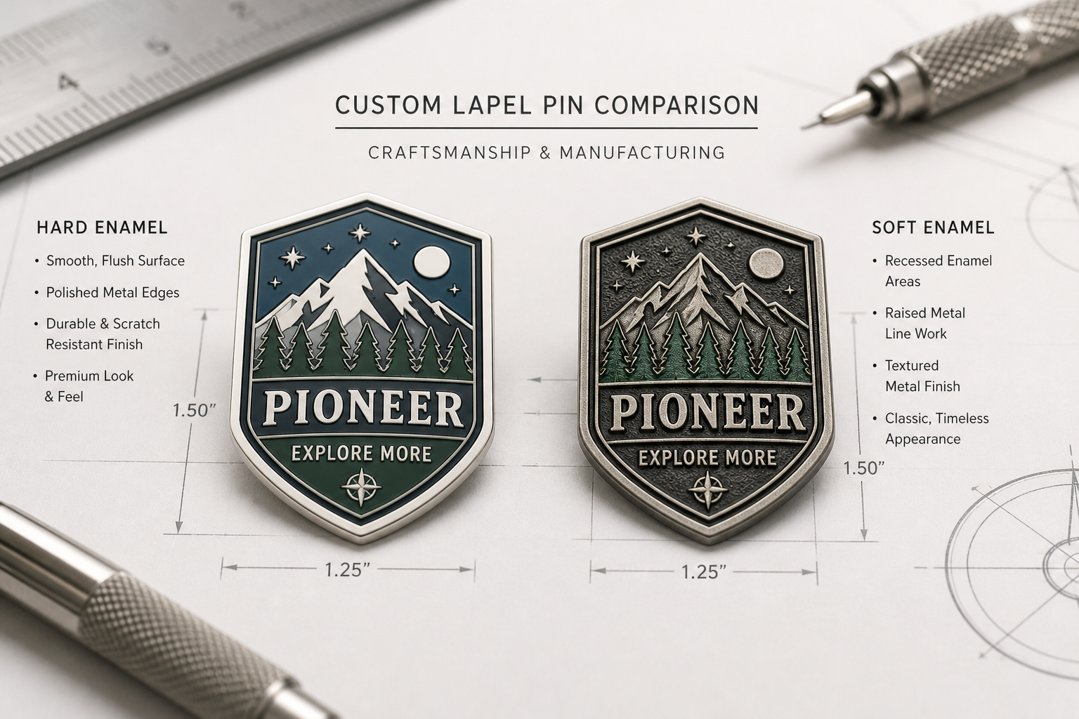 Craftsmanship and Enamel Infill Comparison for Custom Lapel Pins