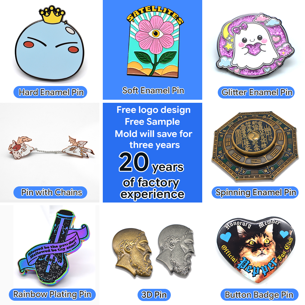 No Minimum Design 2d 3d logo Hard Soft Enamel Pin Maker Shapes Ornamental Novelty Badges
