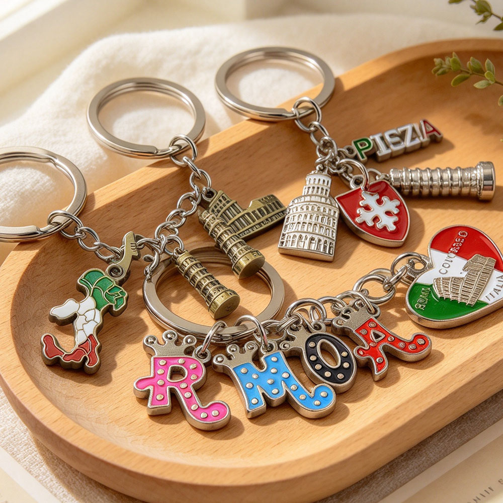Factory Custom Keyring Design logo Metal Souvenir Travel Italy Key Chain Creative Key Chain