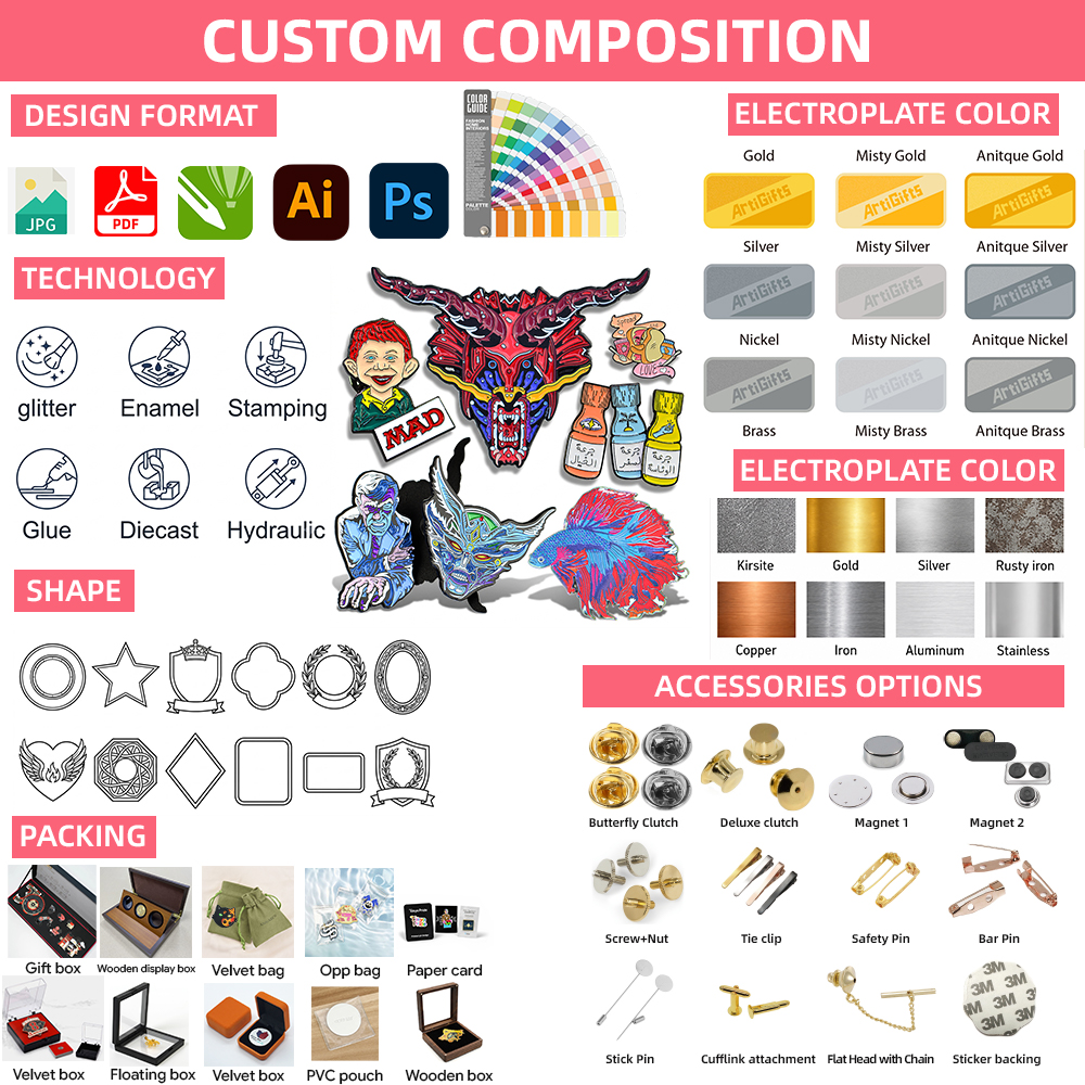OEM Wholesale Gold Plated Custom Enamel Pin Badges detail image 12