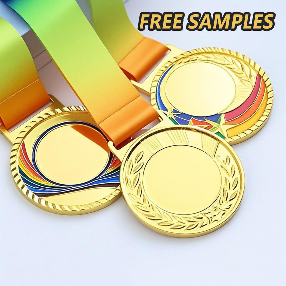 Custom Marathon Running Football Judo Soccer Taekwondo Gymnast Blank Gold Metal Sport Award Medal with Ribbon