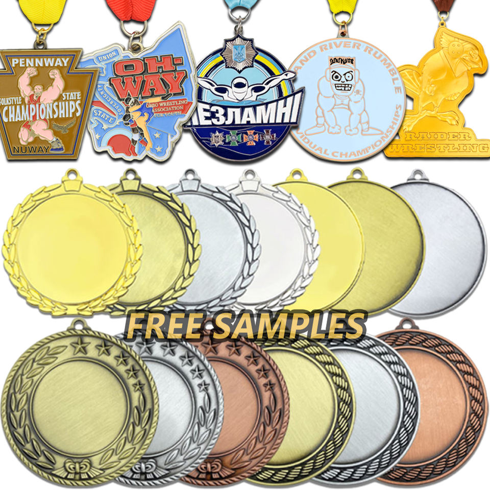 Custom Marathon Running Football Judo Soccer Taekwondo Gymnast Blank Gold Metal Sport Award Medal with Ribbon