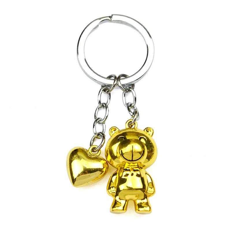 Eco-Friendly 3D Keychain Bear Custom Metal Gold Key Chain