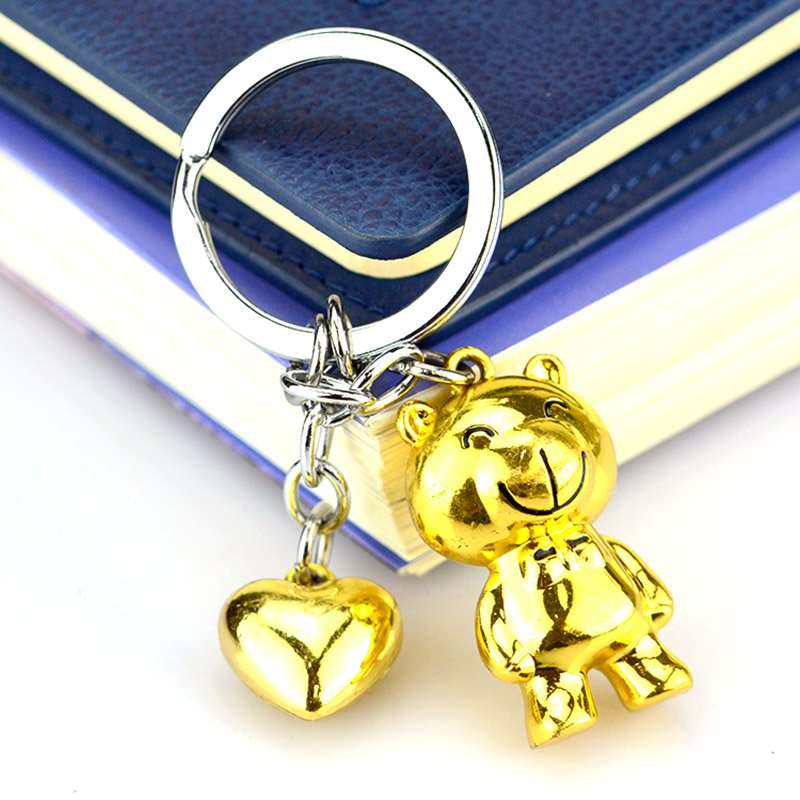 Eco-Friendly 3D Keychain Bear Custom Metal Gold Key Chain