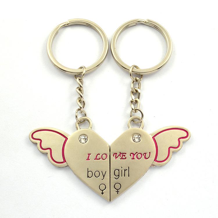 Couple Keychain Heart Key Custom Metal Pair Key Chain Ring