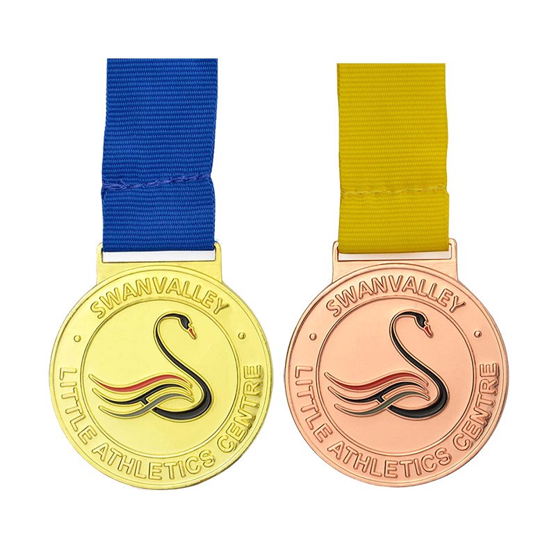 Wholesale Metal Silver Award Medal Custom Medallion With Ribbon