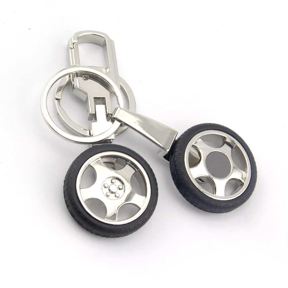 Zinc Alloy Wheel Keychain Key Chain Wholesale With Double Rings