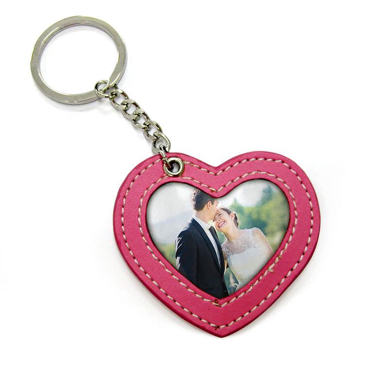 Engraved Leather Keyring Faux Pu Leather Heart Keyring Blank
